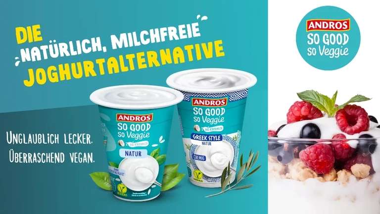 Andros SO GOOD So Veggie Joghurtalternative - Natur und Kokos Greek - gratis testen (GZG)
