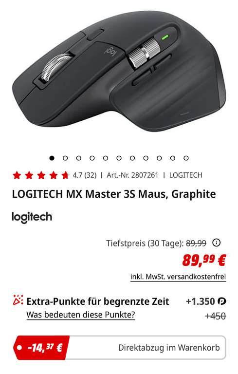 | Logitech MM+Saturn+Amazon] grau/weiß MX Maus mydealz 3S Master