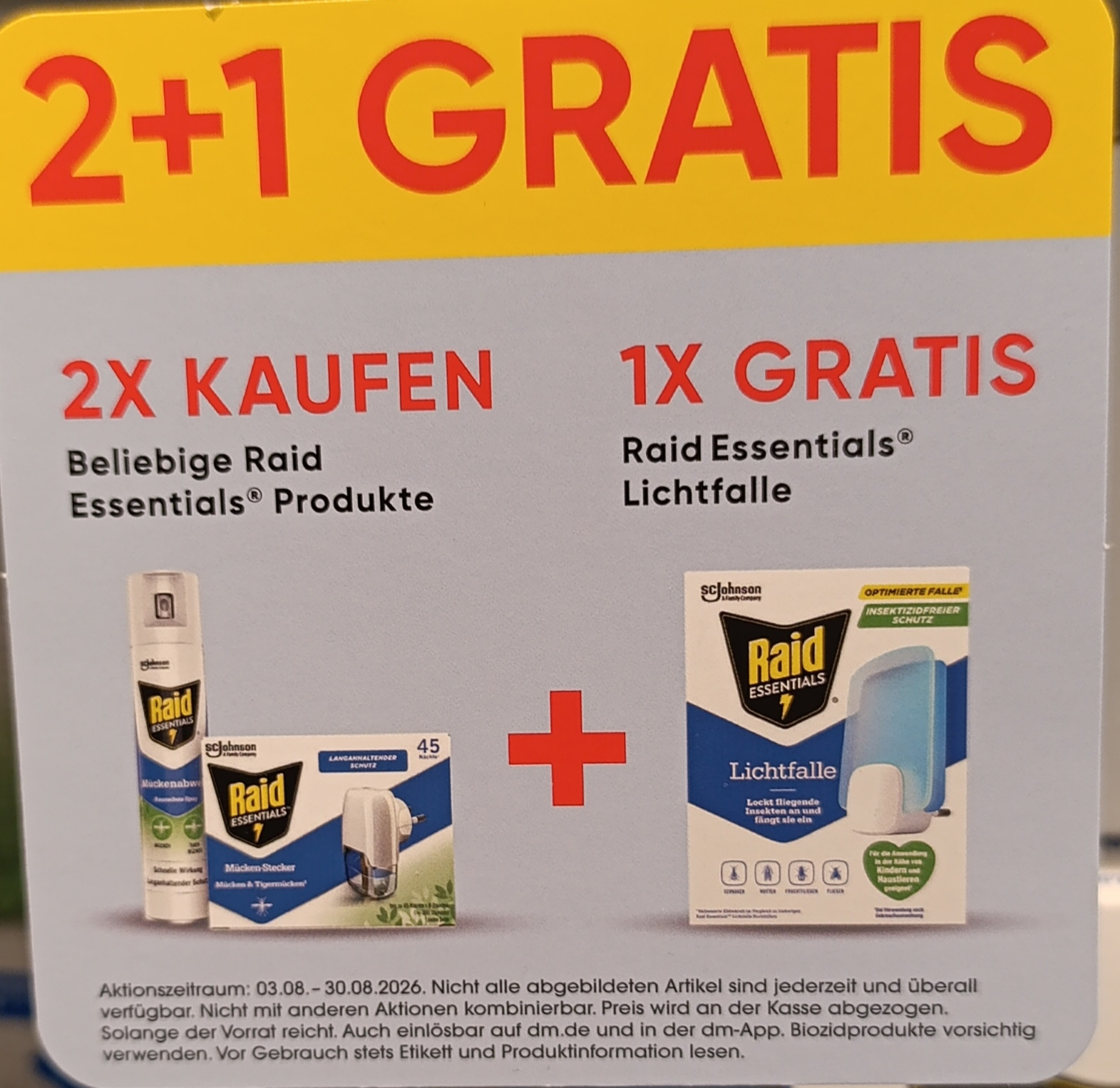 DM: 2 RAID Produkte kaufen, 1 RAID Essentials Lichtfalle gratis erhalten
