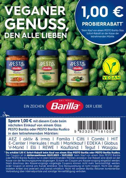 Barilla Pesto verschiedene Sorten ab 0,99 € (Angebot + Coupon) [Globus]