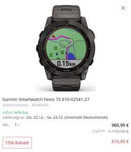 Garmin Smartwatch Fenix 7X Sapphire Solar Titan