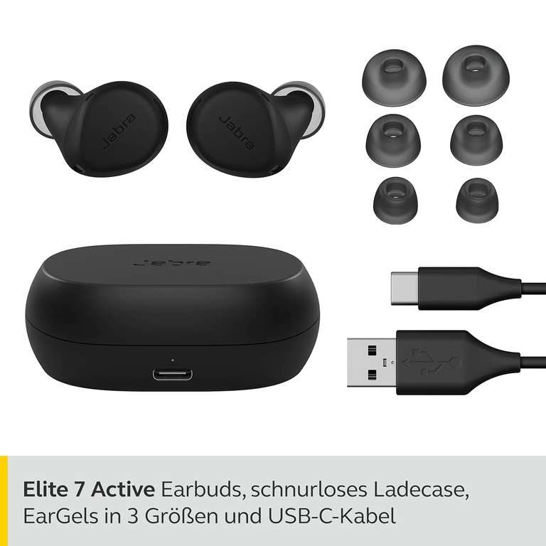 Jabra Elite 7 Active In Ear Bluetooth Earbuds - True Wireless Sport Kopfhörer sicheren Halt und anpassbarer, aktiver Geräuscheunterdrückung