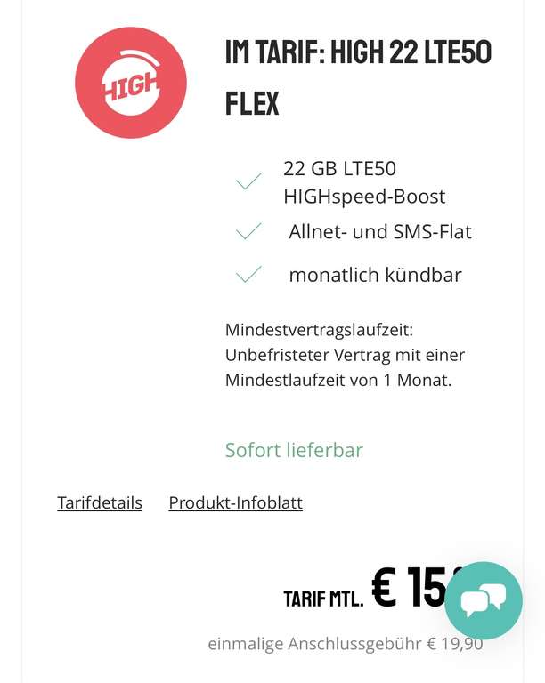 Telekom Netz High Mobil 22 GB/32 GB Flex(monatlich kündbar) Sparhandy
