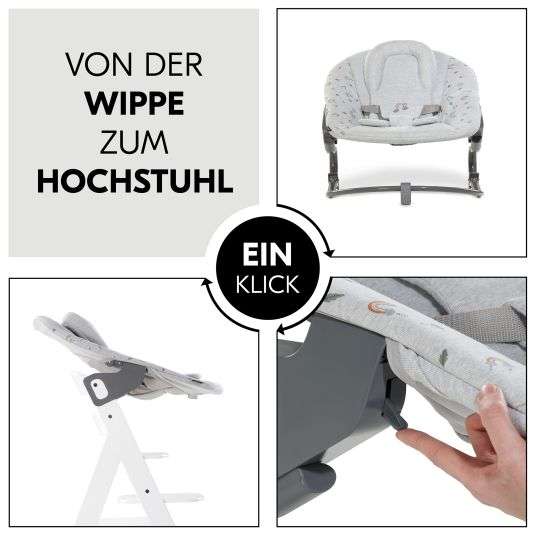 Hauck Alpha Plus White Newborn Set Pastell Bear - 4-tlg.  Hochstuhl + Neugeborenenaufsatz + Sitzkissen Grey