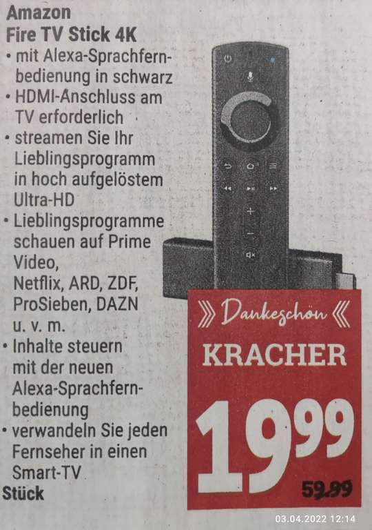[Lokal:Hannover] Marktkauf, offline. Fire TV Stick 4k (18€ möglich)