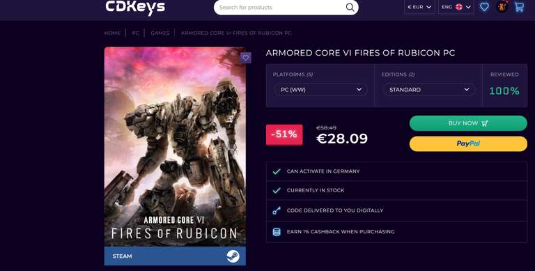 Armored Core VI - Fires of Rubicon (Metacritic 86%) PC Steam Key
