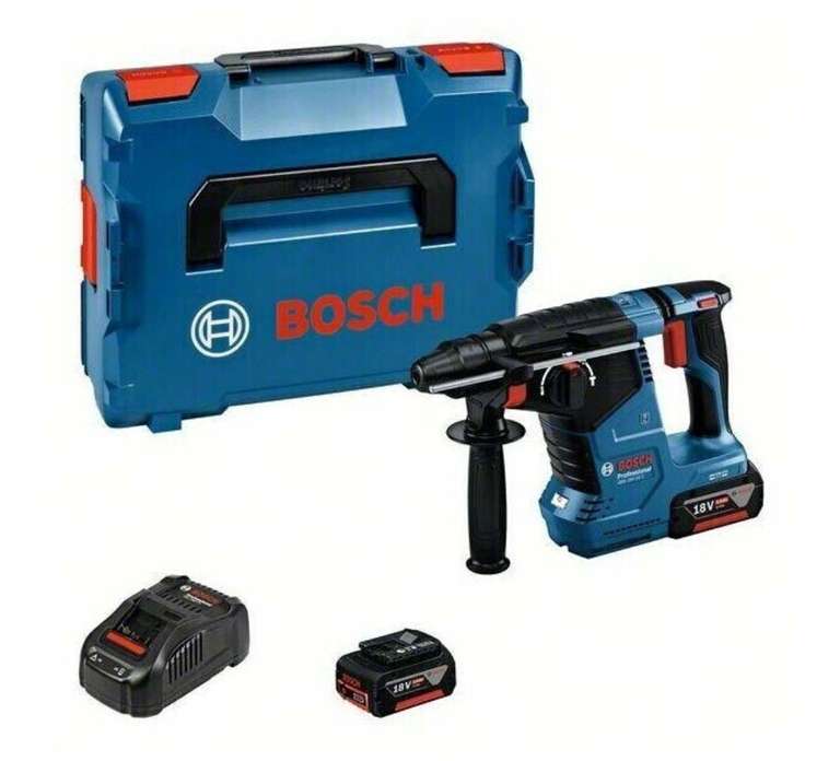 Bosch Akku-Bohrhammer mit SDS plus GBH 18V-24 C, 2x Akku 5Ah, Schnellladeg. und L-BOXX