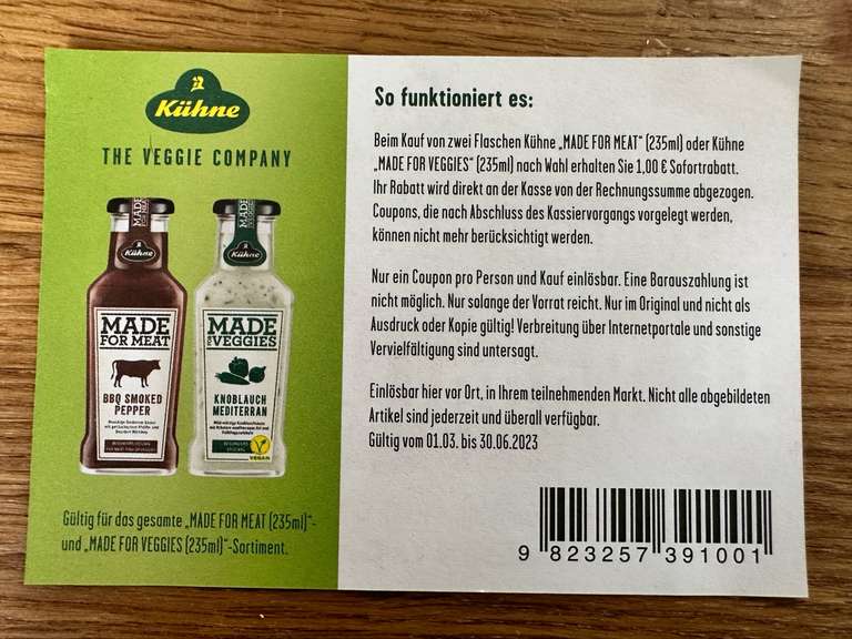 (OFFLINE) Südbayern - 2 Kaufen - 1 € Rabatt: EDEKA Kühne „Made for Meat“ Angebot + Rabattcoupon