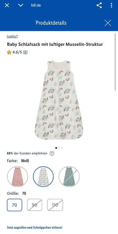 Baby Sommerschlafsack aus Musselin fr 7,99  bei Lidl | mydealz