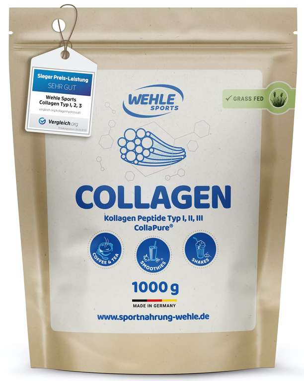 Collagen Pulver 1 KG - Geschmacksneutral Kollagen Typ 1, 2 & 3 (Prime Spar-Abo)