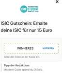ISIC Studentenkarte/ U30 Jahre 3€ Rabatt