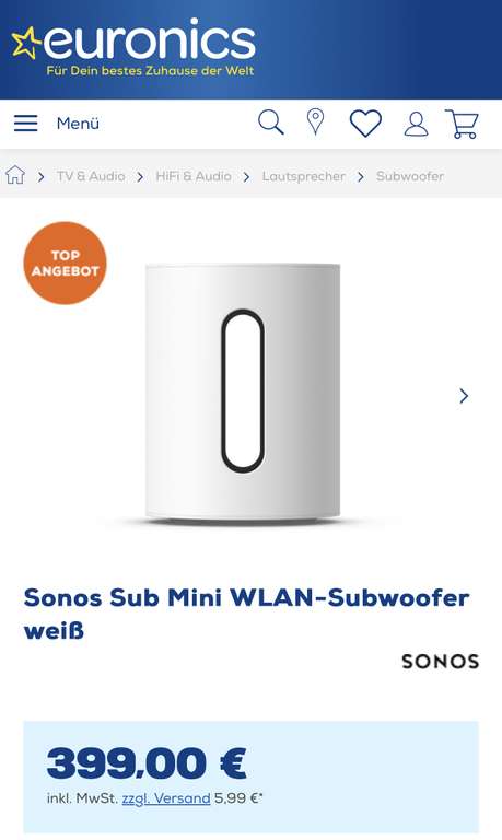 Sonos Sub Mini Subwoofer in weiß
