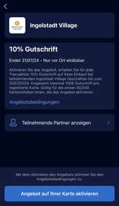 [AMEX Offers] 10% Gutschrift bei teilnehm. Ingolstadt Village Geschäften (ggfs. personalisiert)