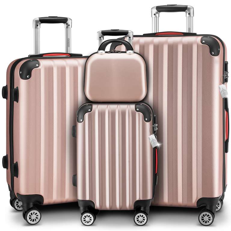 Pactastic Hartschalen Koffer-Set 3-teilig – Leichtes Polypropylen, Erweiterbar | Mit TSA-Schloss & Doppelrollen