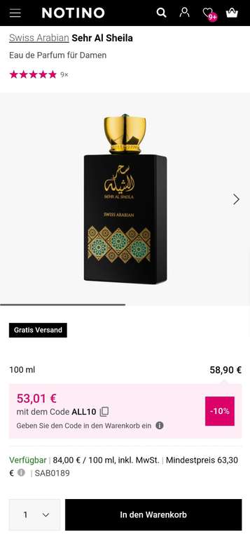 Swiss Arabian Sehr Al Sheila Eau de Parfum 100 ml [Notino über Idealo]