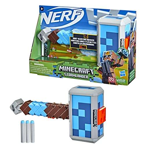 [Prime] Hasbro NERF abfeuernder Minecraft Stormlander/Hammer inkl 3 Nerf Elite Darts (Laden, Spannen und Feuern)