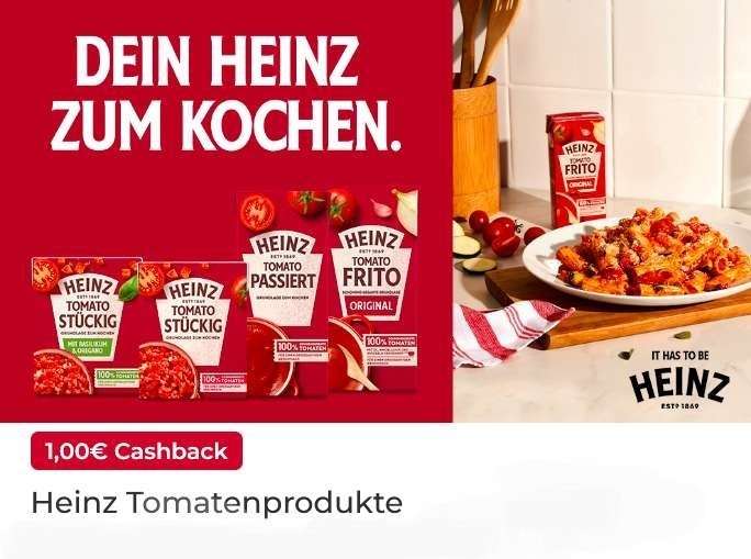 [Cashback] Heinz Tomato 1€, 3x über Scondoo einlösbar (personalisiert)