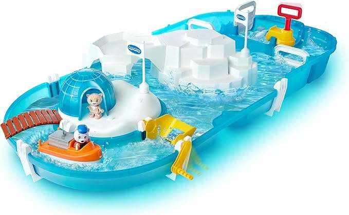 AquaPlay Polar Wasserbahn mit Eisberg, Stausee & Rampe für einen Wasserfall inkl. Spielfigur mit Farbwechsel-Funktion, ab 3 Jahren