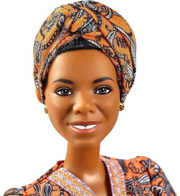 Mattel Barbie: Inspiring Women - Maya Angelou (30cm Puppe mit Kleid, Puppenständer und Echtheitszertifikat, GXF46)