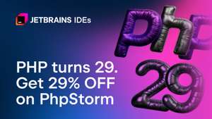 JetBrains PhpStorm 29% Rabatt für 1 Jahr auf der Personal subscription bis 8. Juni 2024