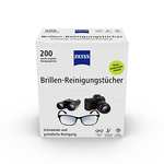 [PRIME] 200 Stück ZEISS Brillen-Reinigungstücher mit Alkohol zur schonenden & gründlichen Reinigung Ihrer Brillengläser - einzeln verpackt