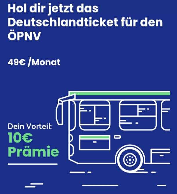 [Mo.Pla] Deutschlandticket: 10€ Digitalprämie auf dein erstes Ticket (Schufafrei)