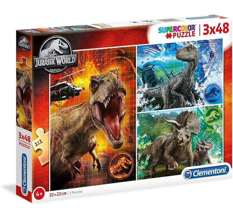 Amazon Prime - Clementoni 25250 Supercolor Jurassic World – Puzzle 3 x 48 Teile ab 4 Jahren