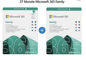 Microsoft 365 Family | 6 Nutzer | Mehrere PCs/Macs, Tablets und mobile Geräte | insgesamt 27 Monate nutzen |