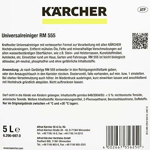 (Prime) Kärcher Universalreiniger RM 555 für Hochdruckreiniger (Volumen: 5,0 l, biologisch abbaubar, äußerst materialschonend, pH neutral)