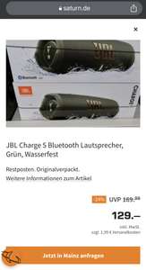 (Saturn Mainz) JBL Charge 5 Bluetooth Lautsprecher, Grün, Wasserfest