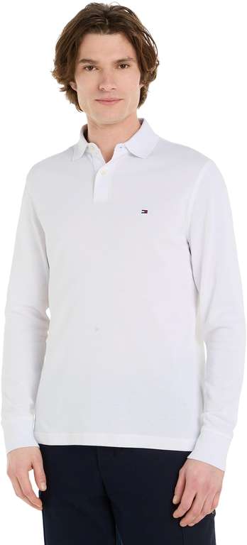 Tommy Hilfiger 1985 Herren Langarm-Poloshirt (Amazon) in weiß (Gr. XS bis XL, 3XL) Passform: Regular Fit