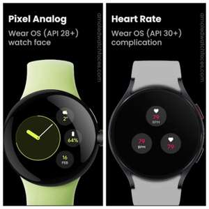 Awf Pixel Analog: Watch face + Heart Rate Complication [WearOS Watchface, Komplikation][Google Play Store]