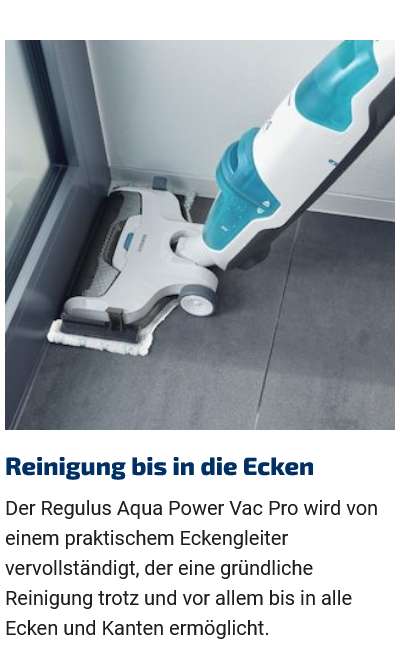 Akku-Saugwischer Regulus Aqua PowerVac Pro, für alle versiegelten Hartböden [Version 2022]