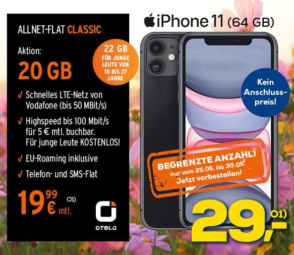 Lokal Euronics Ratingen Iphone 11 z.Z. 29€ Monatlich 19,99€