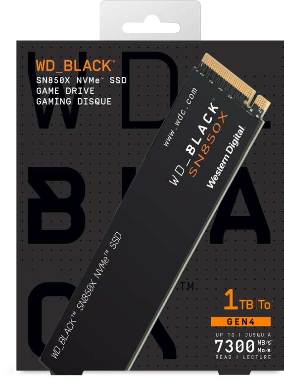 [ebay] 1TB WD_BLACK SN850X M.2 2280 PCIe SSD 4.0 (Lesen 7.300 MB/s | Schreiben 6.600 MB/s) WDBB9G0010BNC I Express / PS5-kompatibel