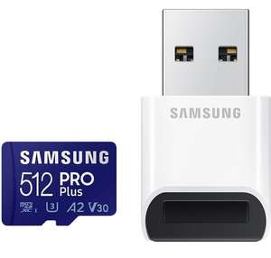 Samsung PRO Plus 512GB microSDXC UHS-I U3 160MB/s Full HD & 4K UHD Speicherkarte inkl. USB-Kartenleser (MB-MD512KB/WW) PRIME