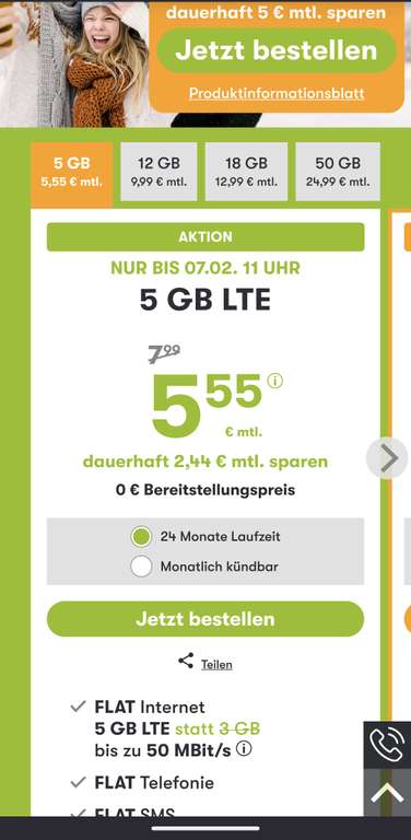 Winsim.de (O2 Netz) 5GB für 5,55 im Monat, auch für Bestandskunden