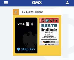 Barclays VISA Kreditkarte mit 50€/75€ Cashback, dauerhaft ohne Jahresgebühr, weltweit gebührenfrei bezahlen & Bargeld abheben