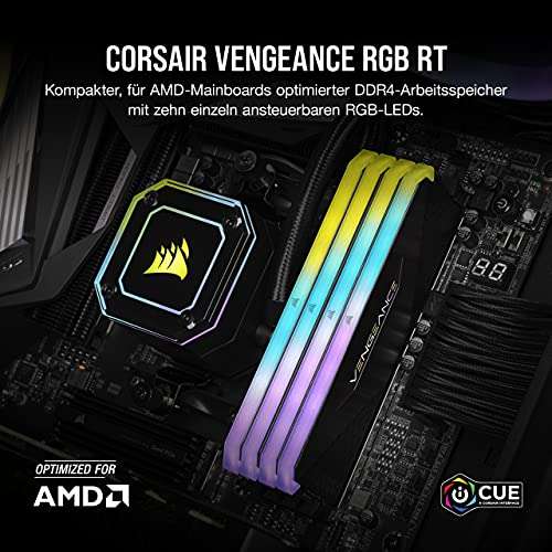 DDR4 Corsair Vengeance RGB RT 32 GB 3600MHz C16 (optimiert für Ryzen Systeme) für 97,70€ bei Amazon