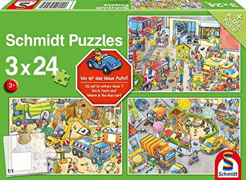 Schmidt Spiele: Wo ist das Blaue Auto - 3x24 Teile Kinderpuzzle, ab 3 Jahre für 5,49€ (Prime) [56416]