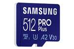 PRIME: Samsung PRO Plus microSD Speicherkarte (MB-MD512KA/EU), 512 GB, UHS-I U3, Full HD & 4K UHD, 160 MB/s Lesen, 120 MB/s Schreiben,