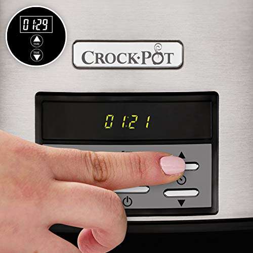Crock-Pot Digital-Schongarer Slow Cooker | einstellbare Garzeit | 7,5 Liter (10+ Personen) | rostfreier Stahl [CSC063X]