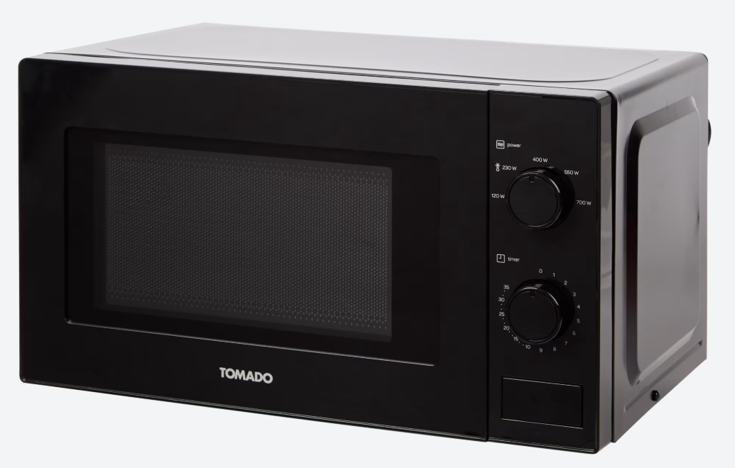 [Action offline] Mikrowelle Tomado Superior - 20 L Garraum - 700 Watt - Auftaufunktion/Timer/Beleuchtung/5 Stufen - GS Siegel