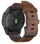 Garmin Epix gen 2 Sapphire Titan AMOLED Touchscreen Smartwatch, Braunes Lederarmband, sowie zusätzliches, schwarzes Silikonarmband