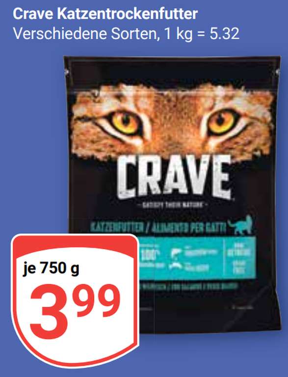 [GLOBUS] Crave Tockenfutter für Katzen 750g für 1,99€ (Angebot + Coupon) [OFFLINE]