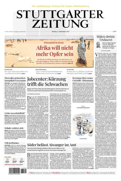 Stuttgarter Zeitung heitige Ausgabe als E-Paper gratis