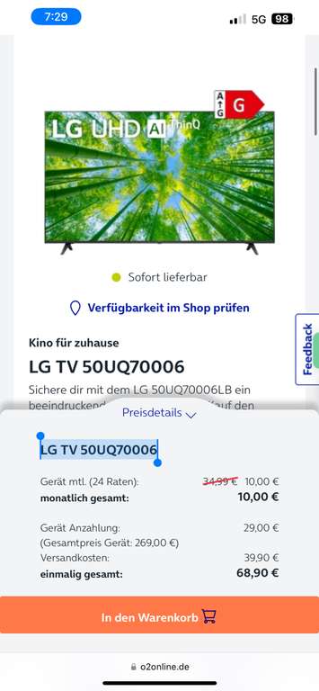 LG 50UQ70006 4K TV 50“ Neu & Bestandskunden