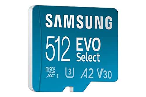 Samsung EVO Select microSD Speicherkarte (MB-ME512KA/EU), 512 GB, UHS-I U3, Full HD, 130MB/s Lesen, inkl. SD-Adapter