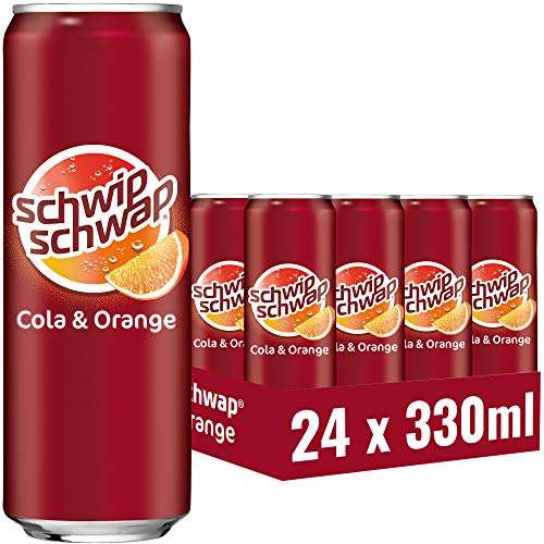 Schwip Schwap, Das Original – Koffeinhaltiges Cola-Erfrischungsgetränk mit Orange (24 x 0.33 l Dosen, zzgl. 6€ Einwegpfand) [Prime Spar-Abo]