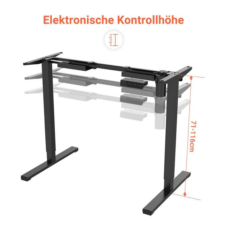 FLEXISPOT EP1 Schreibtischgestell (Höhenverstellung 71-121cm, 70kg Tragkraft) in Schwarz, Weiß oder Grau für 188,99€